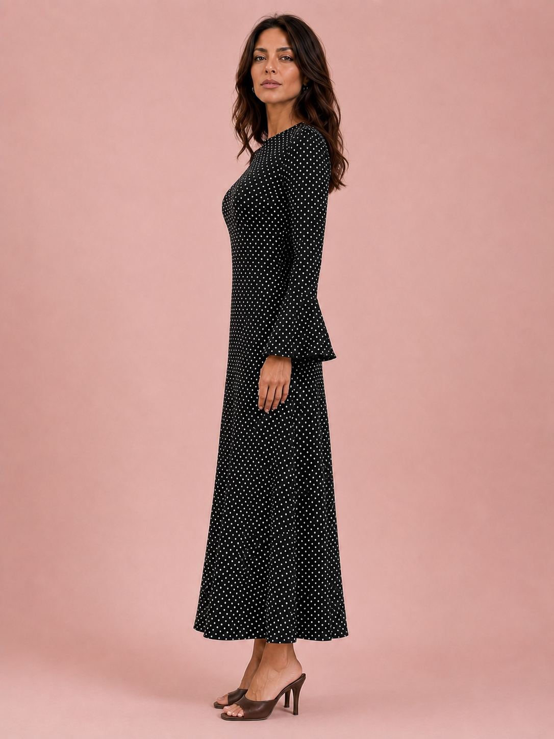 Open-Back Polka Dot Maxi Dress