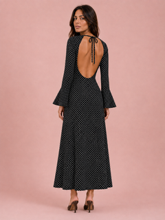 Open-Back Polka Dot Maxi Dress