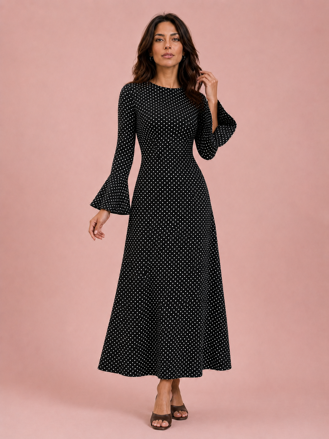 Open-Back Polka Dot Maxi Dress