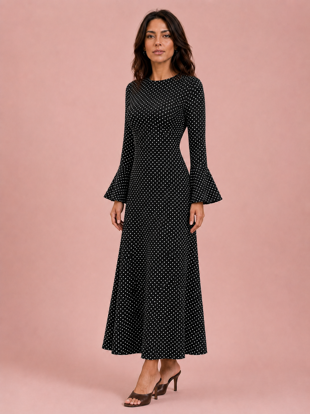 Open-Back Polka Dot Maxi Dress