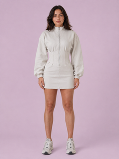 Sculpted Zip-Up Long Sleeve Mini Dress
