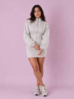 Sculpted Zip-Up Long Sleeve Mini Dress