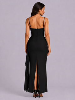 Embellished Corset Draped Maxi Dress