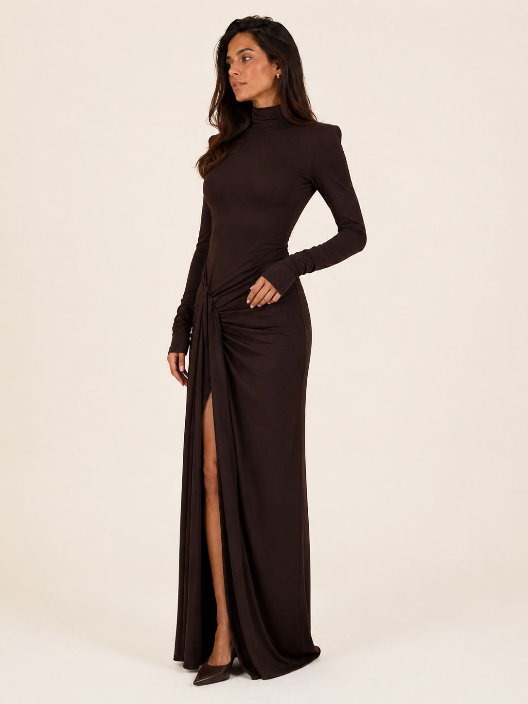 Valeria Ruched Tie Maxi Dress