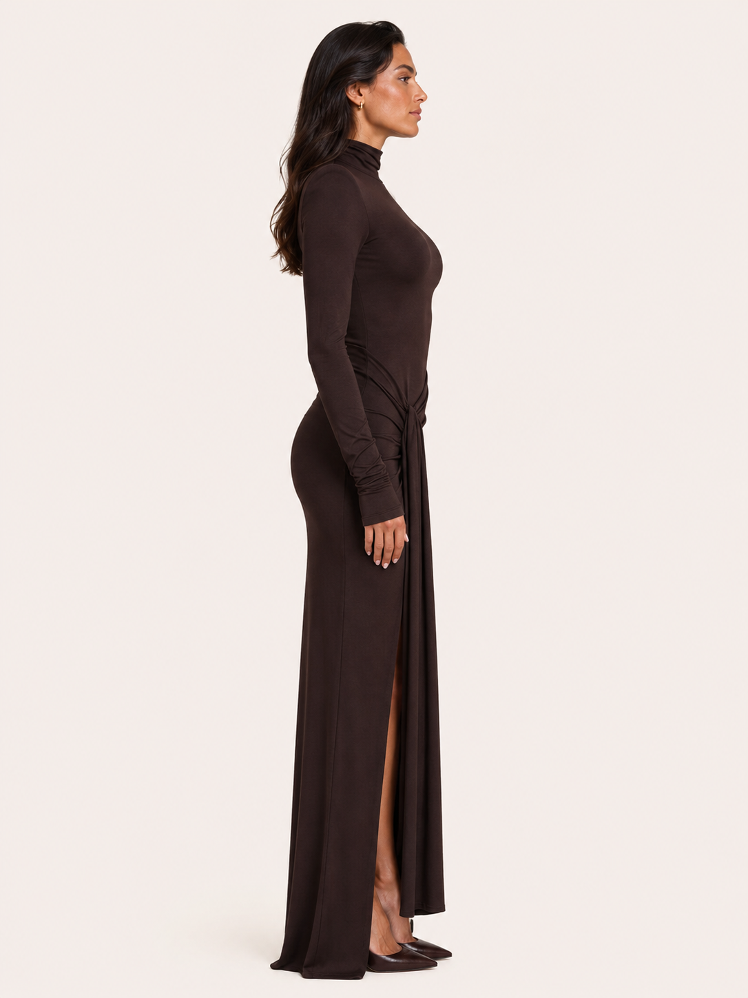 Valeria Ruched Tie Maxi Dress