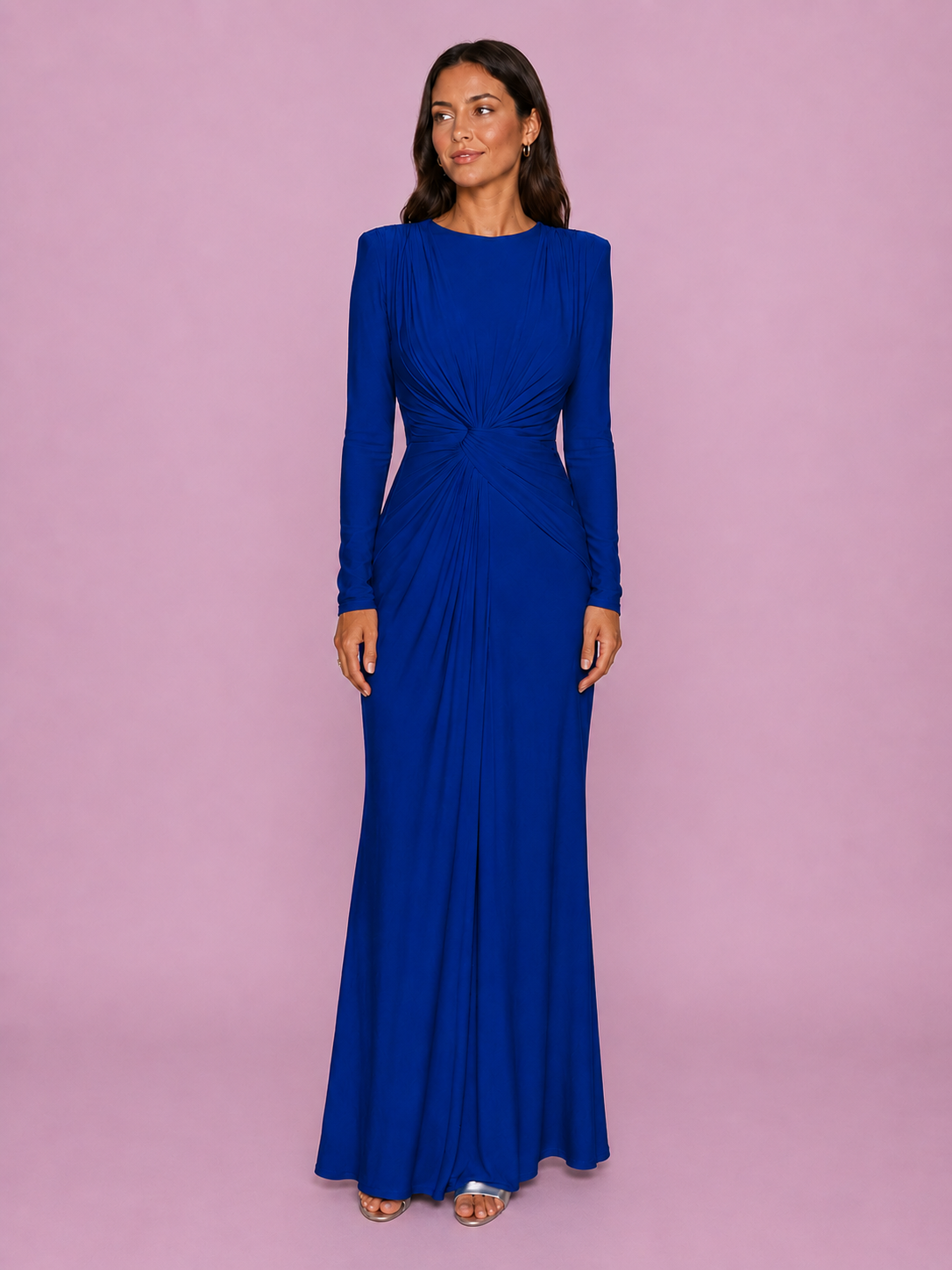 Elara Ruched Knot Maxi Dress