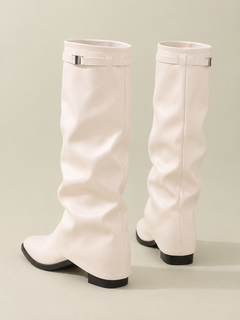 Slouch Pointed-Toe Block-Heel Boots