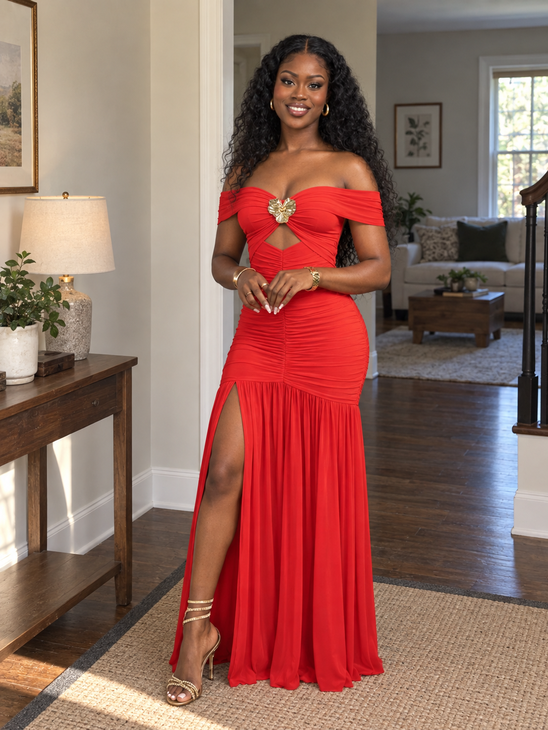Elara Off-Shoulder Ruched Mermaid Maxi Dress