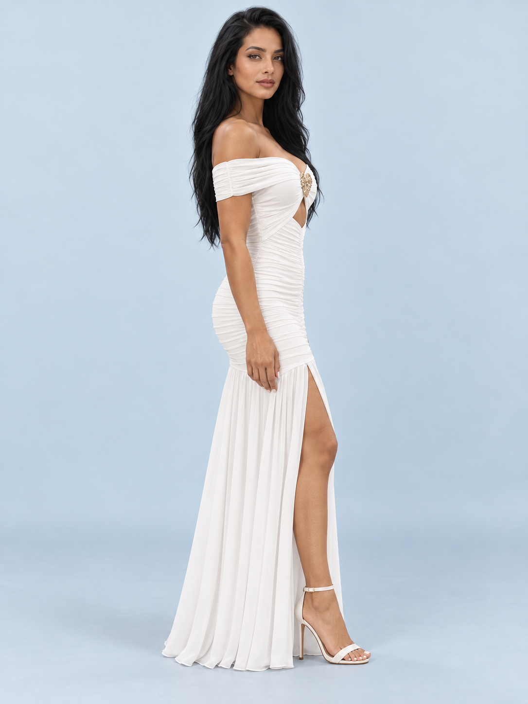 Elara Off-Shoulder Ruched Mermaid Maxi Dress